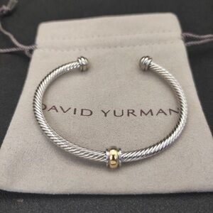 David Yurman Classic Cable Cuff Bracelet Sterling Silver with 14k Gold Accent